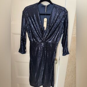 Anthropologie Navy Sequin Dress